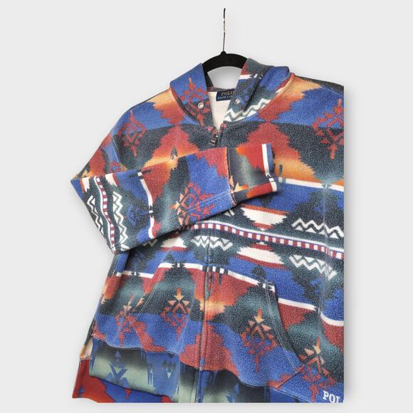 Polo Ralph Lauren Mens Southwestern Aztec Multicolor Full Zip Hoodie Size Small